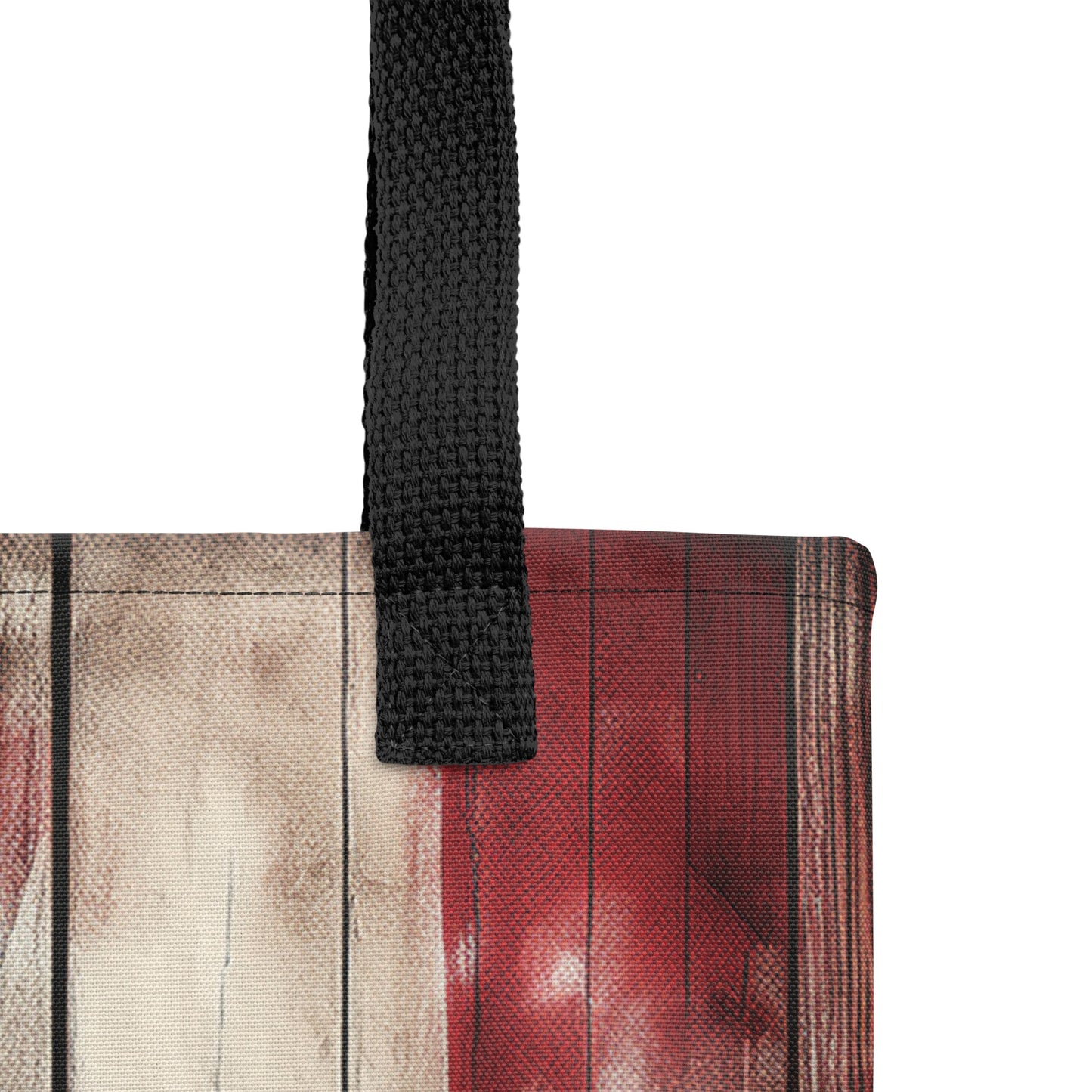 Close-up of a tote bag with a black strap Canadian Indigenous ARt Gifts