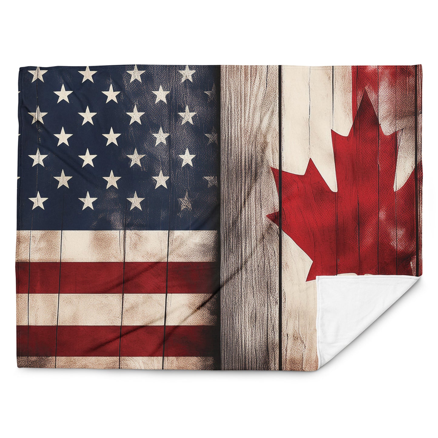 Blanket with American and Canadian flags Canadian Indigenous Art Gifts