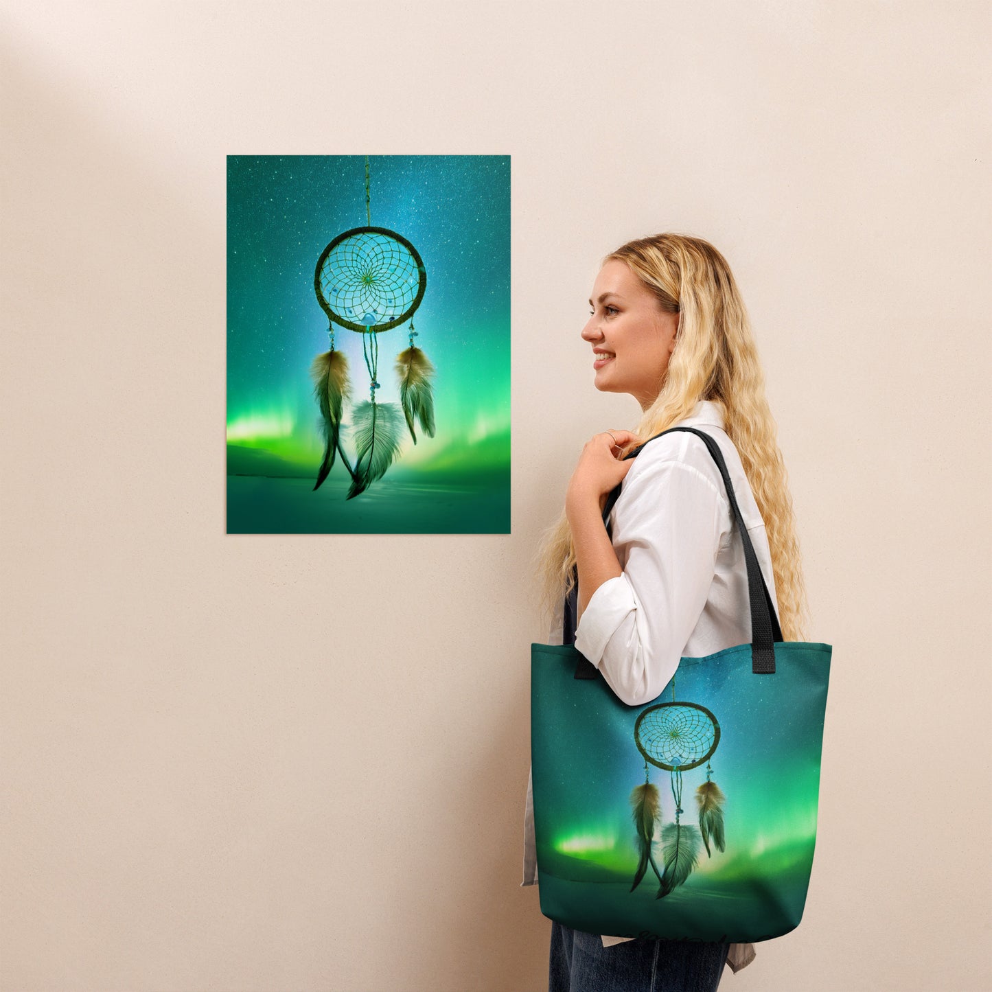 Otipemisiwak Dream Catcher Large Tote Bag