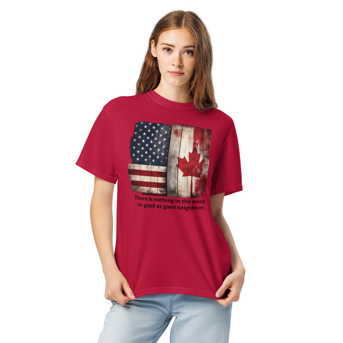 Good Neighbours Unisex garment-dyed heavyweight t-shirt in Red