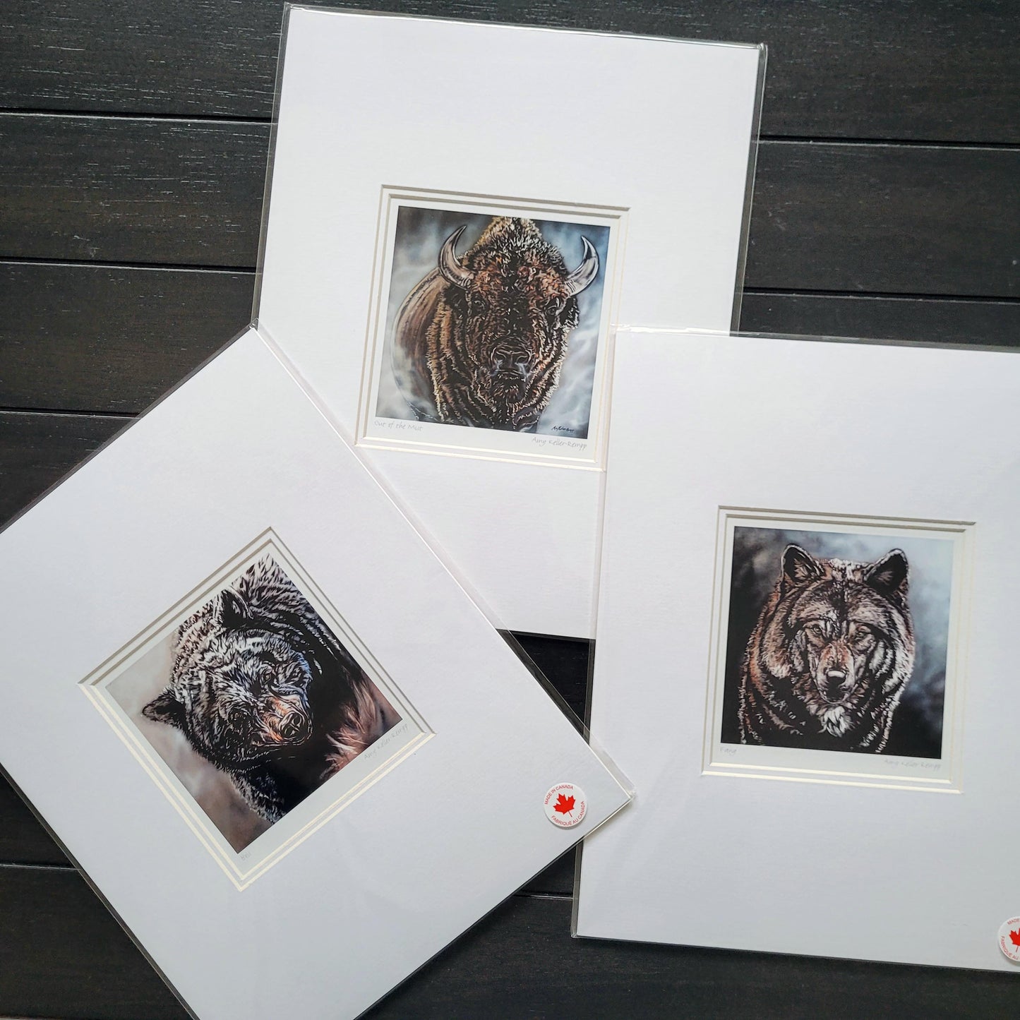 Set of 3 unframed, matted art cards with artwork by Amy Keller-Rempp - only 1 set available