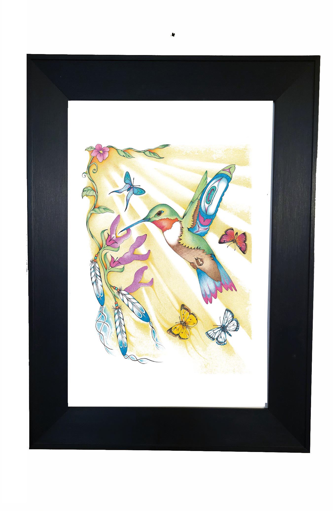 Wall Art - Hummingbird and Butterflies by Hubert V Billy