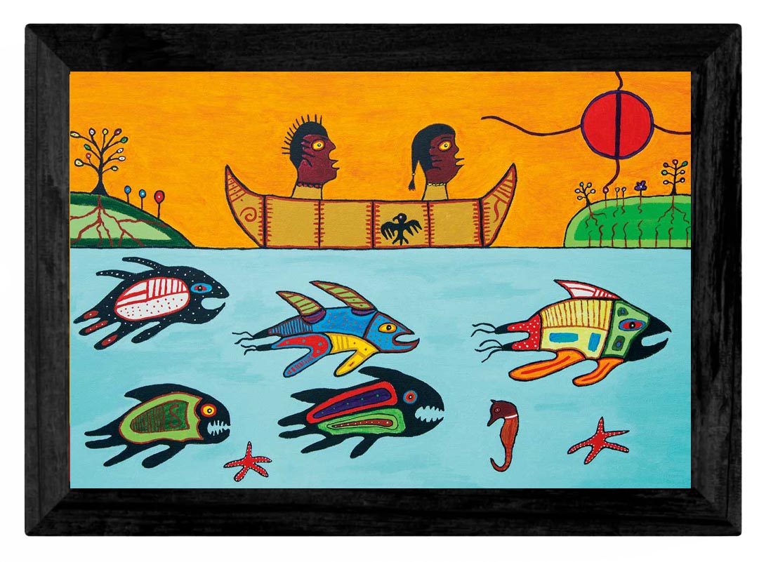 Wall Art - Wesakechak Going to School by Dave Pelletier