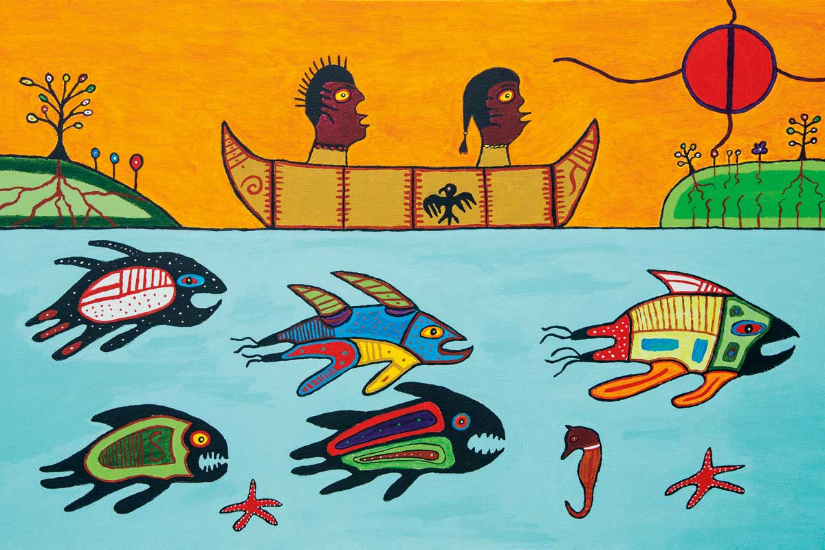 Wall Art - Wesakechak Going to School by Dave Pelletier