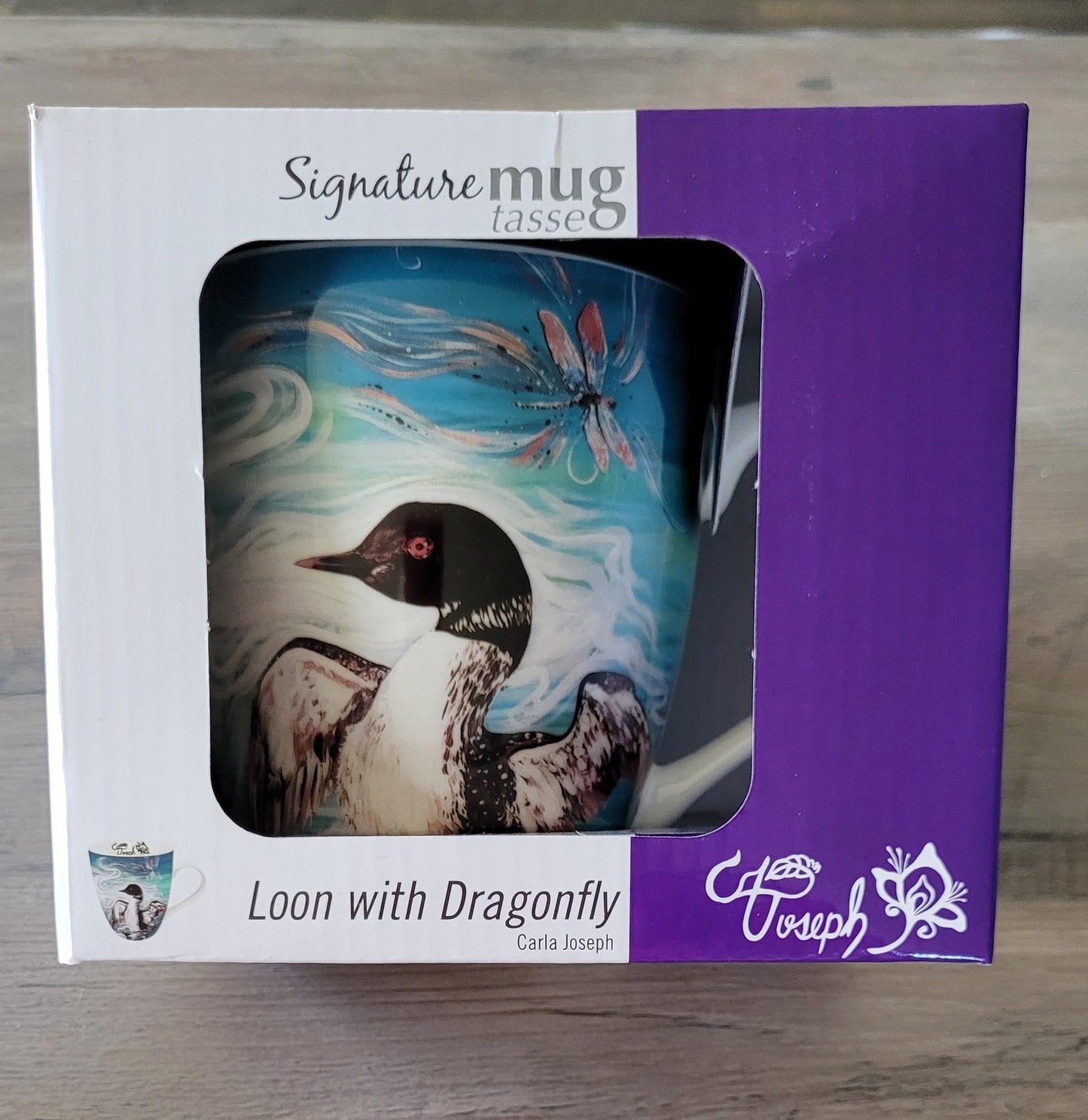 "LOON WITH DRAGONFLY" 18 oz Mug by Indigenous Artist Carla Joseph