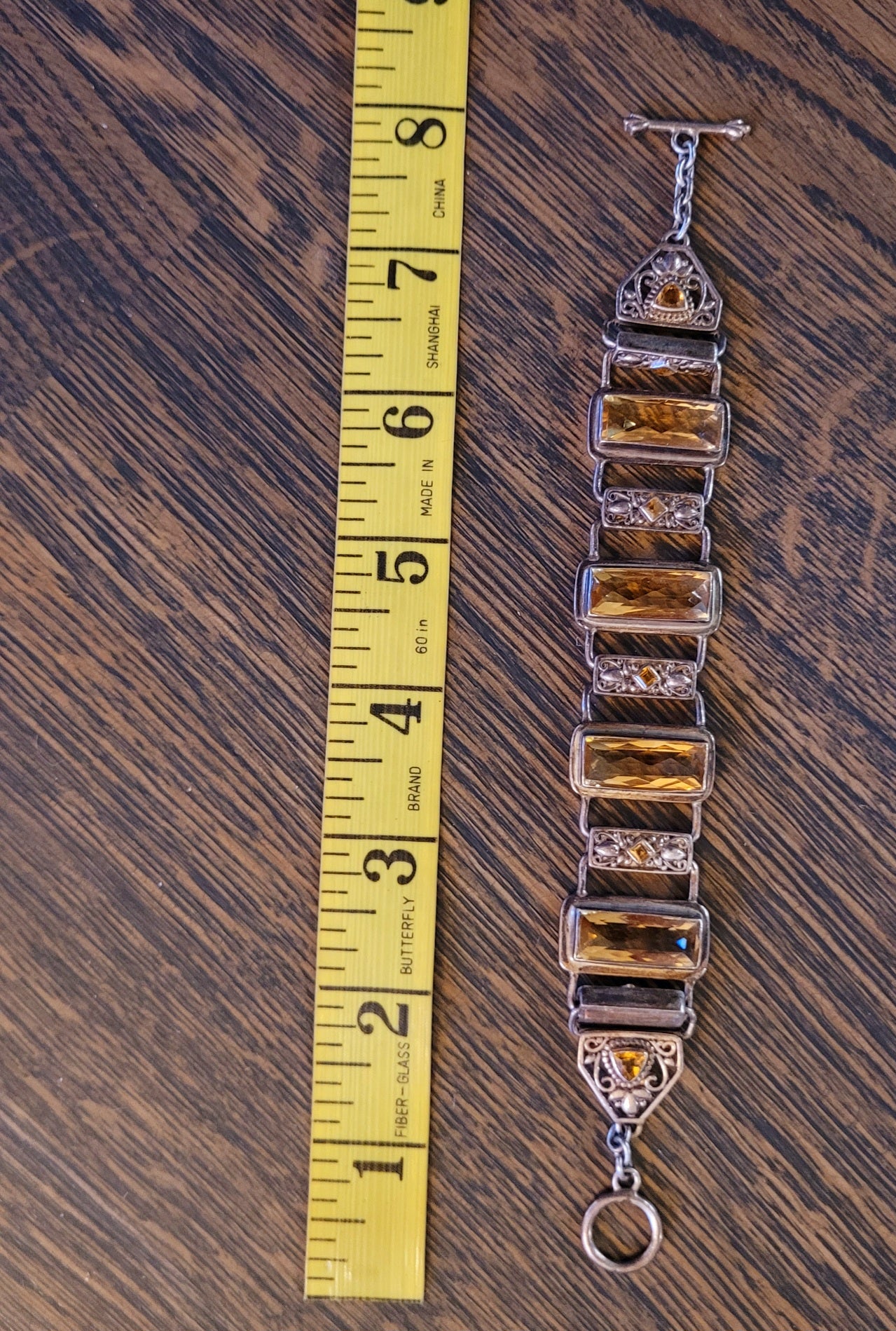 Tibetan Silver bracelet with amber stones