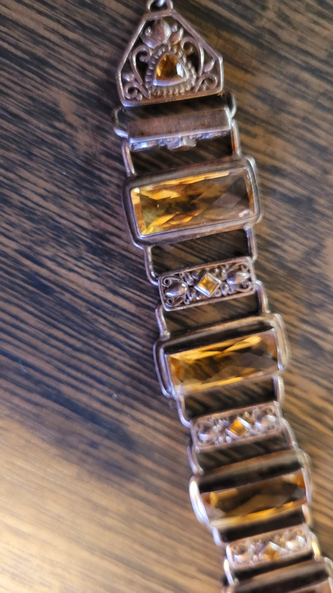 Tibetan Silver bracelet with amber stones