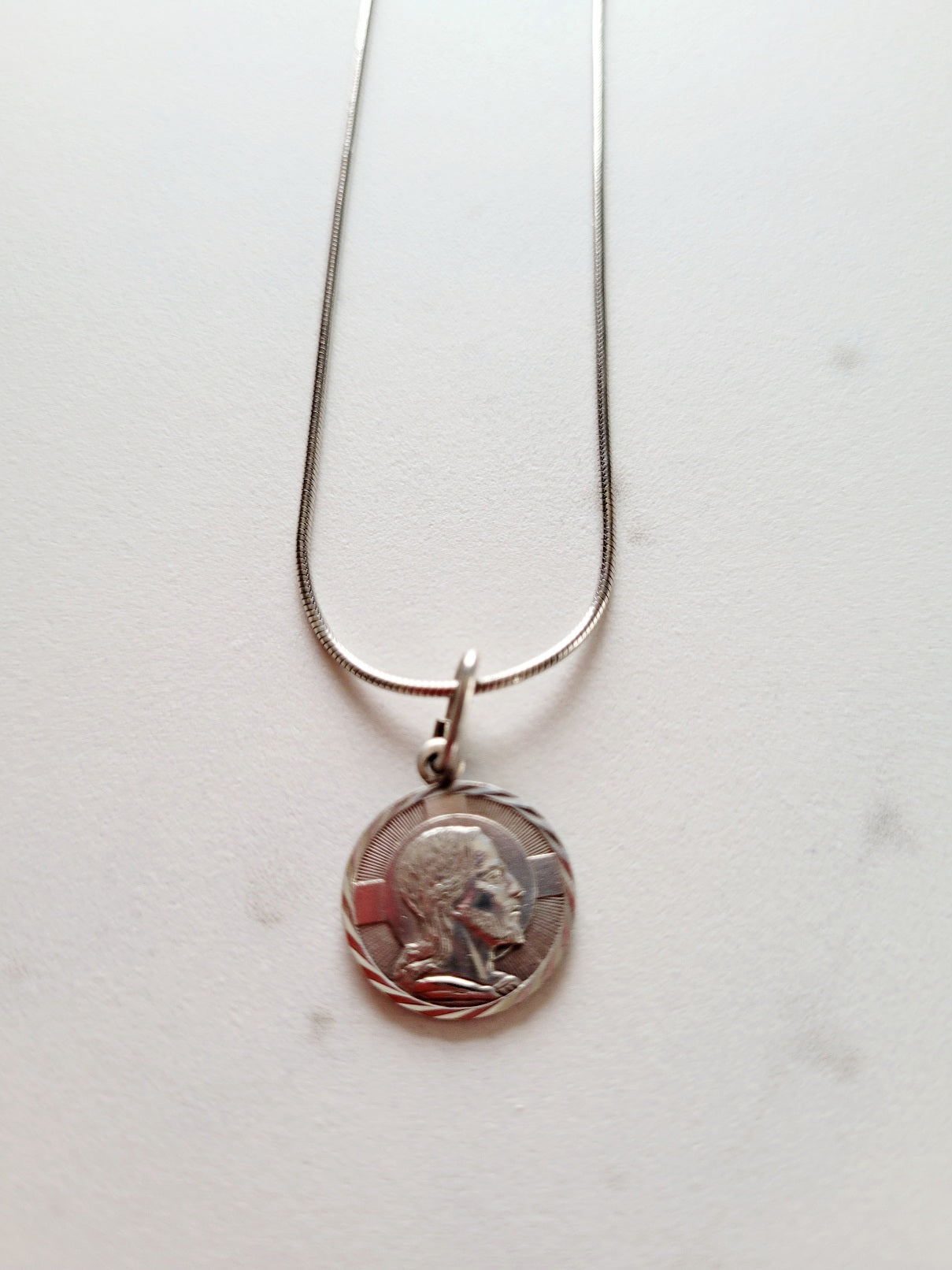 Sterling Silver necklace with Christ's face