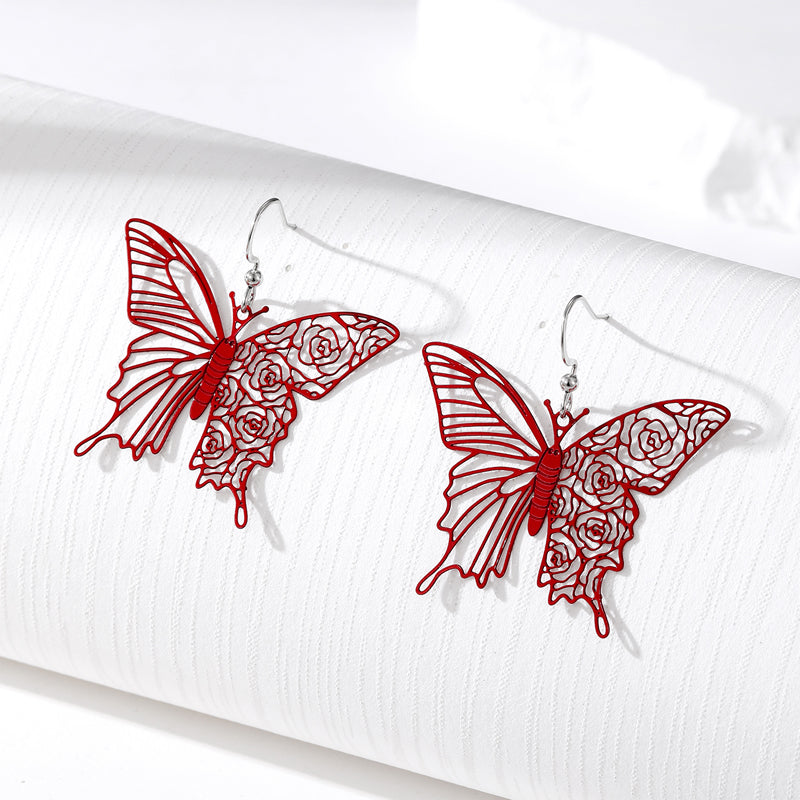 Lightweight Burgundy Butterfly Earrings