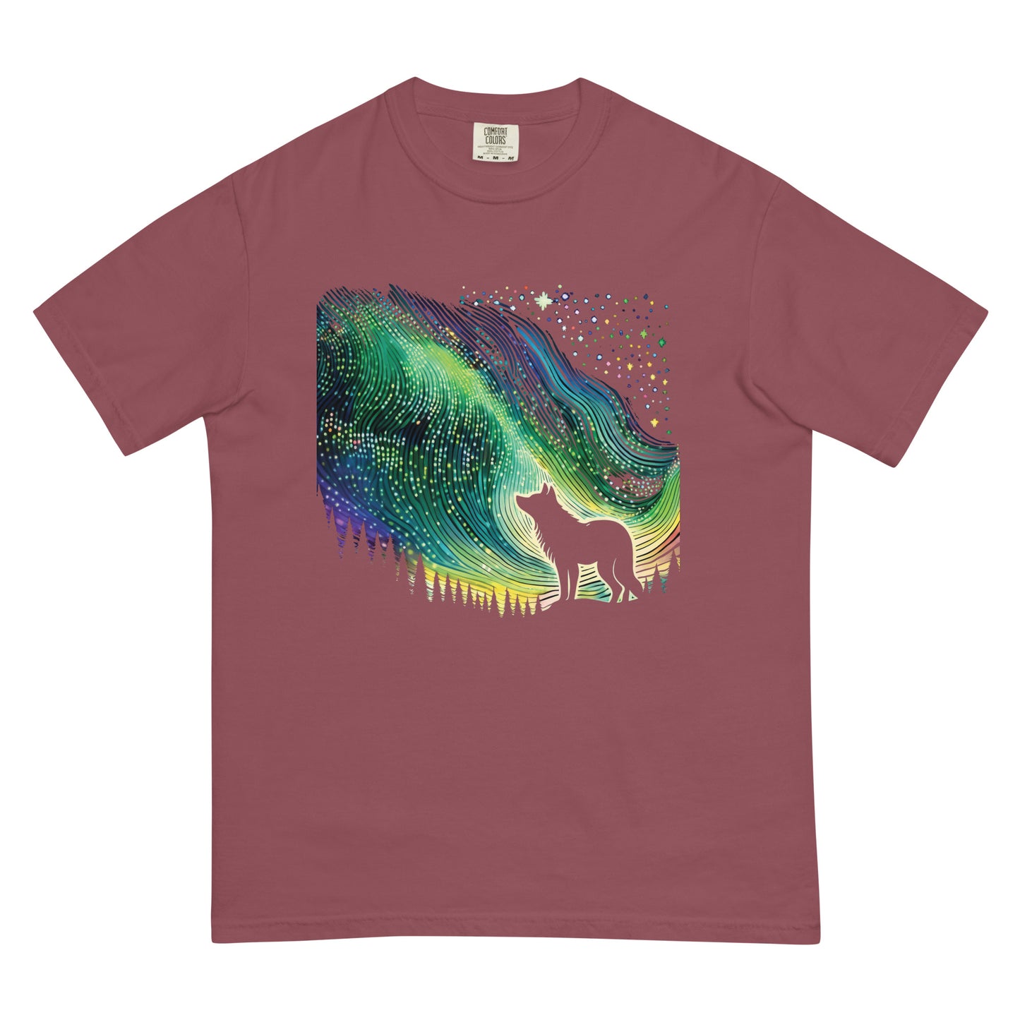 Northern Lights Wolf Berry Tshirt Canadian Indigenous Art Gifts