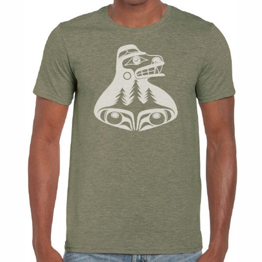 "Bear the Tree Hugger" Unisex Tshirt by Indigenous Artist Alan Weir - small only