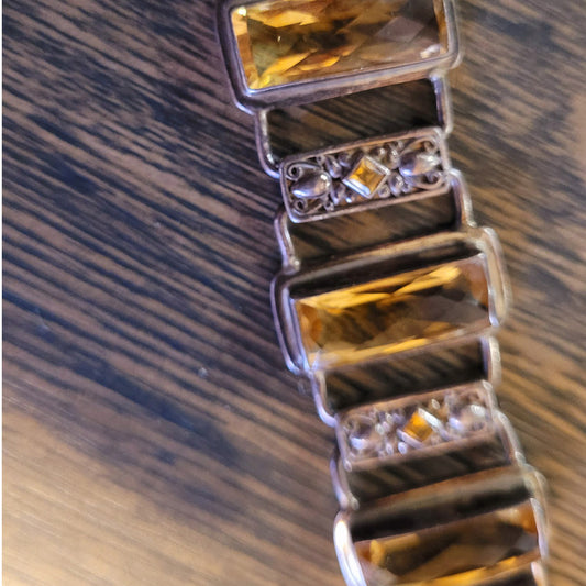 Tibetan Silver bracelet with amber stones