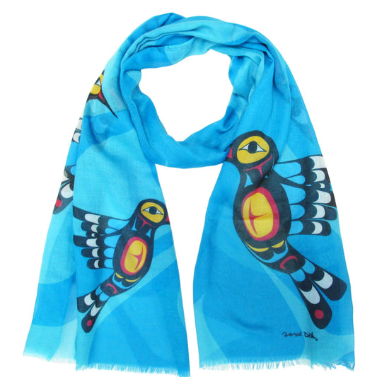 "Hummingbird" Eco scarf  Kwakwaka'wakw Nation Artist Francis Dick.