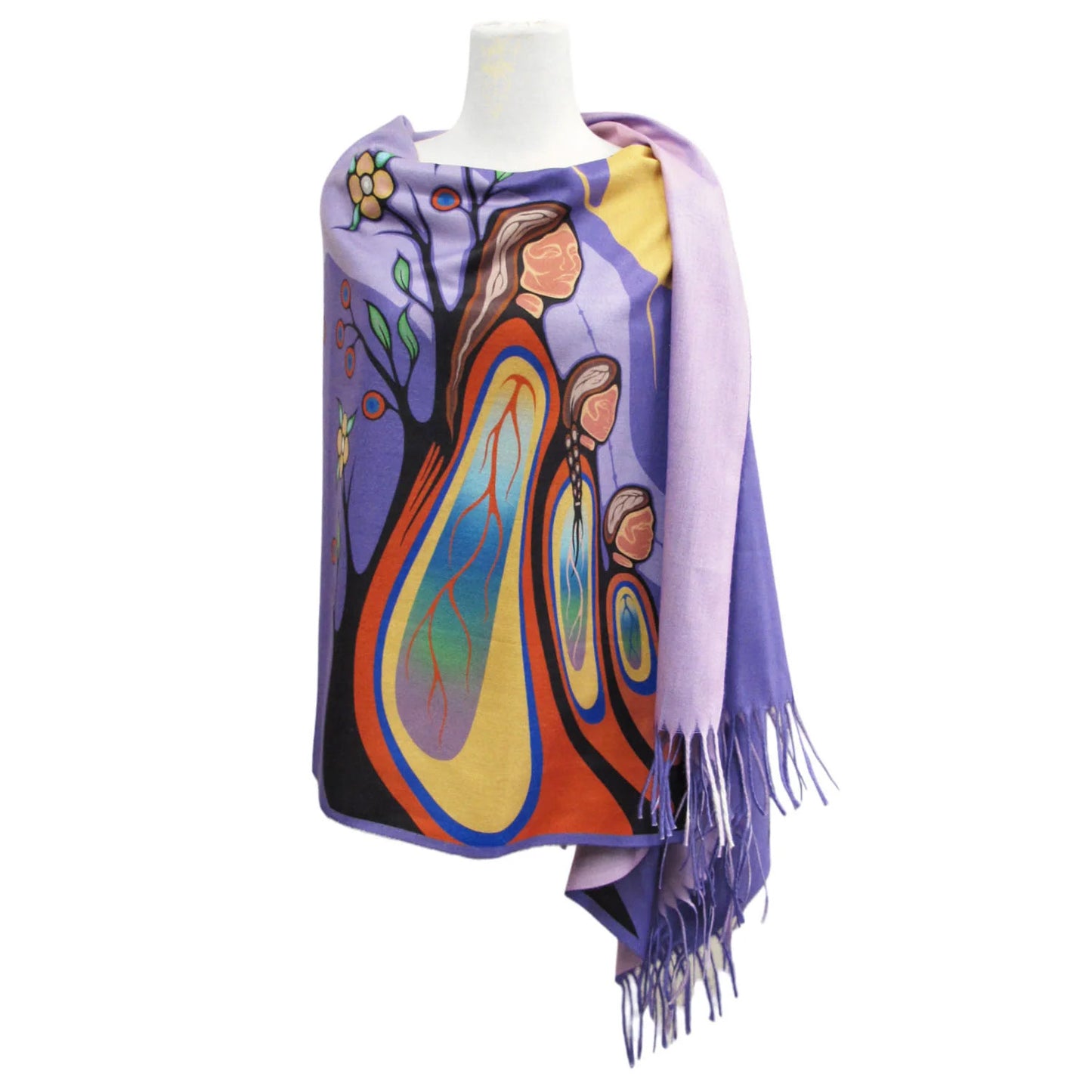 "Gifts from Creator" Art Print Eco Shawl, artwork by Native artist Emily Kewageshig