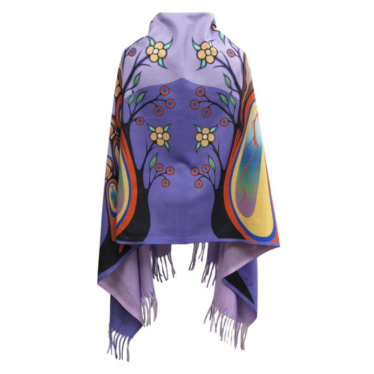 "Gifts from Creator" Art Print Eco Shawl, artwork by Native artist Emily Kewageshig