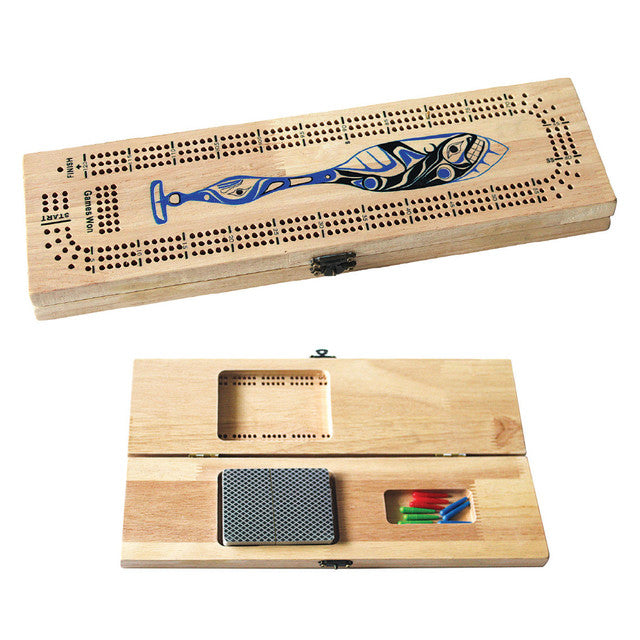 Whale Paddle Cribbage Board, design by Paul Windsor