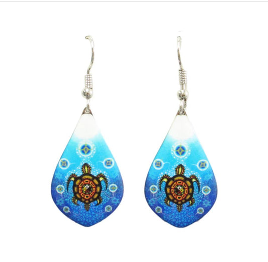 Medicine Turtle Dangle Earrings by Odawa artist James Jacko