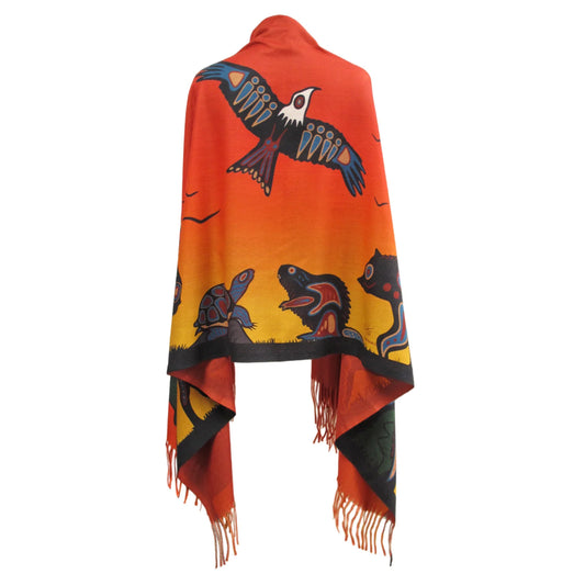 "Seven Grandfather Teachings" Eco Shawl with artwork from Cody Houle