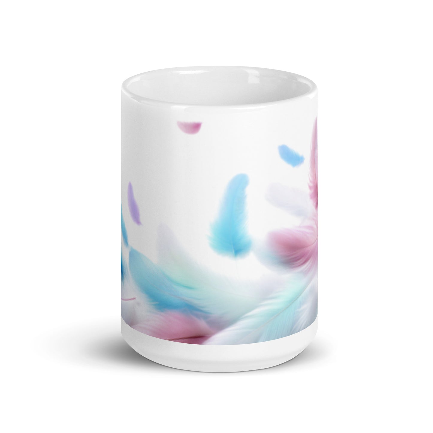 Pastel feathers coffee mug 15 oz