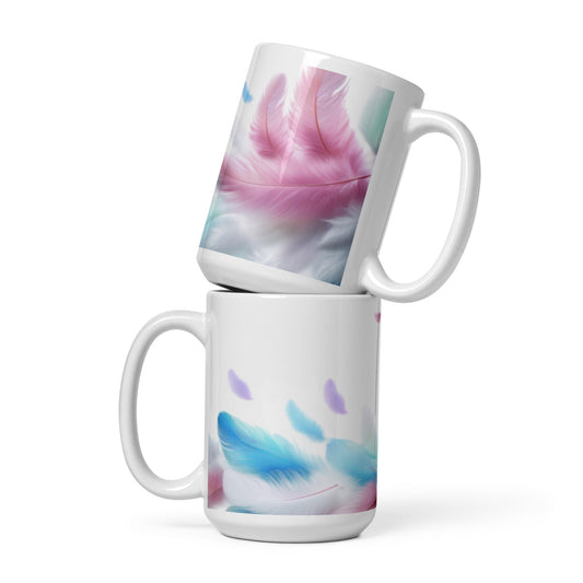 Pastel feathers coffee mug 15 oz