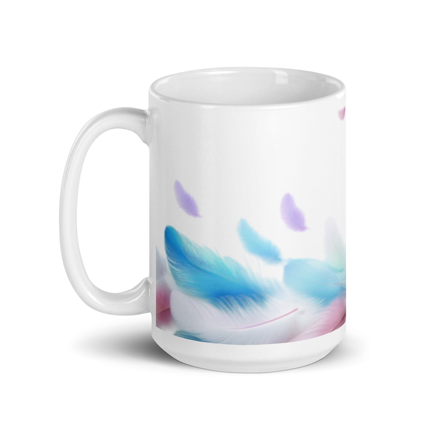 Pastel feathers coffee mug 15 oz
