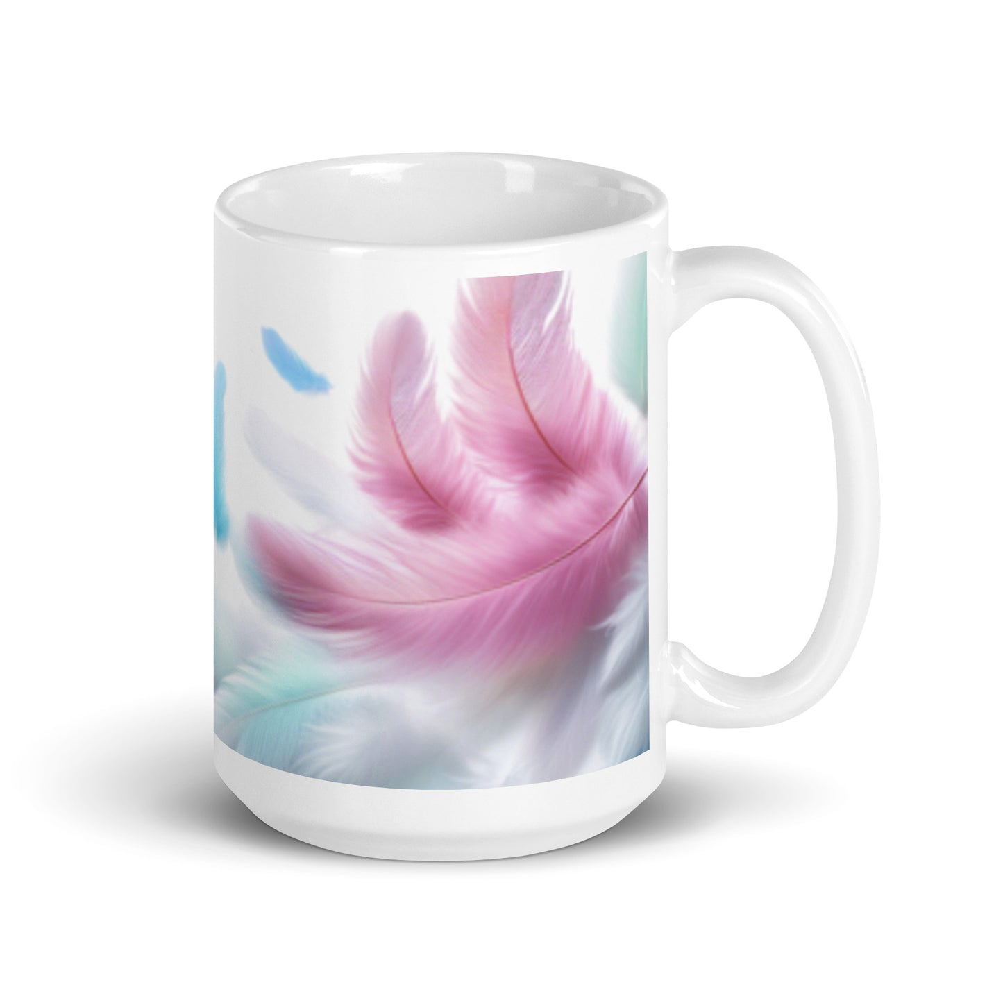 Pastel feathers coffee mug 15 oz