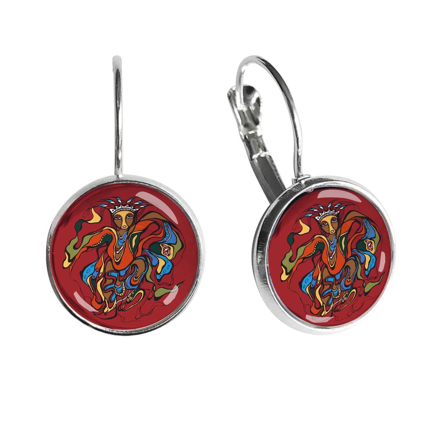 "Pow Wow Dancer"  Glass Dome Earrings