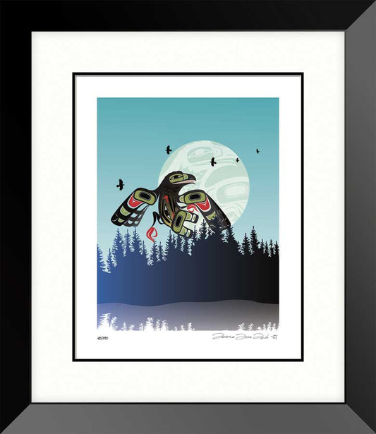 LIMITED EDITION ART PRINT -  Crow Drum Full Moon by Mark Preston