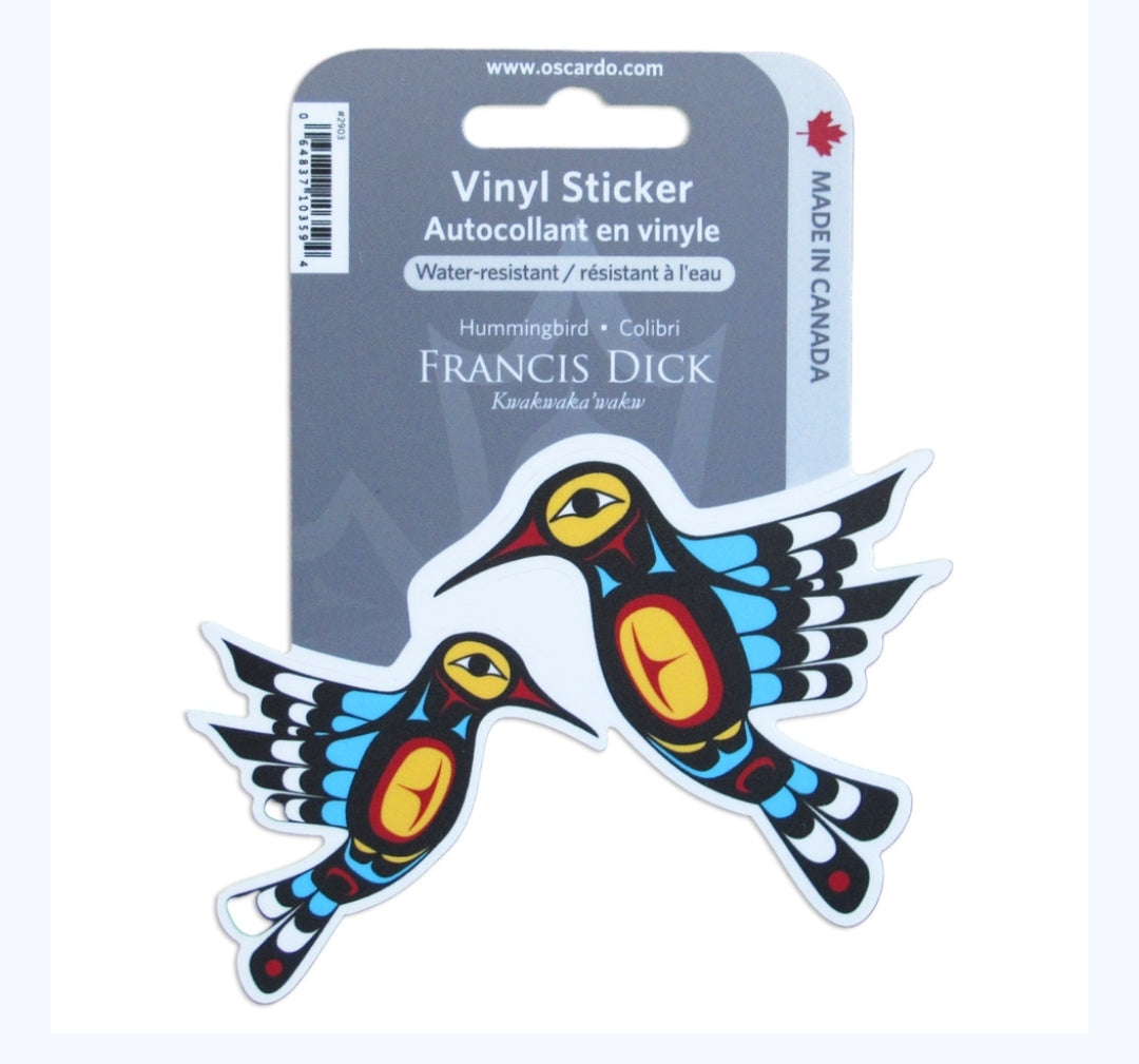 Large Hummingbird Vinyl sticker (4.25" x 3.5") artwork by Francis Dick