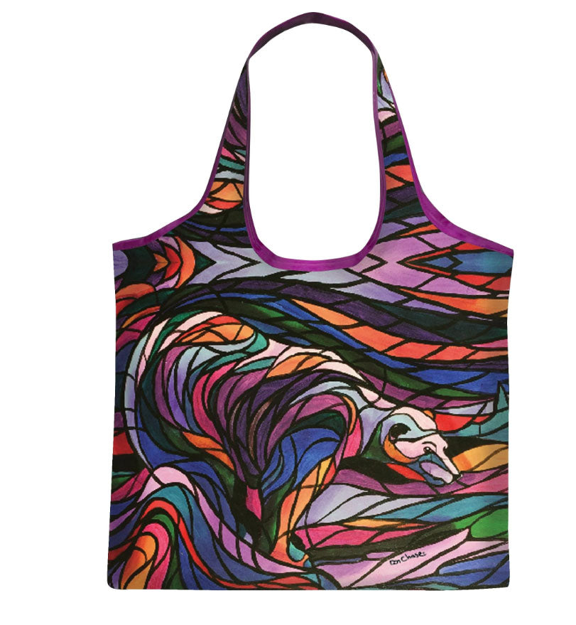 Salmon Hunter Reusable Shopping Bag featuring the artwork of Ojibway artist Don Chase