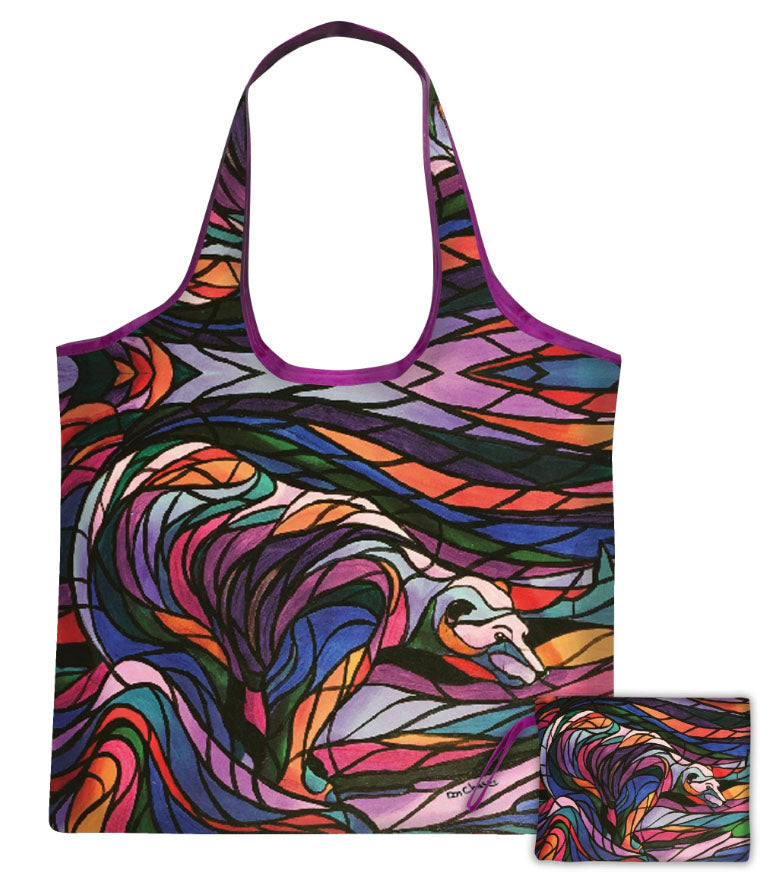 Salmon Hunter Reusable Shopping Bag featuring the artwork of Ojibway artist Don Chase
